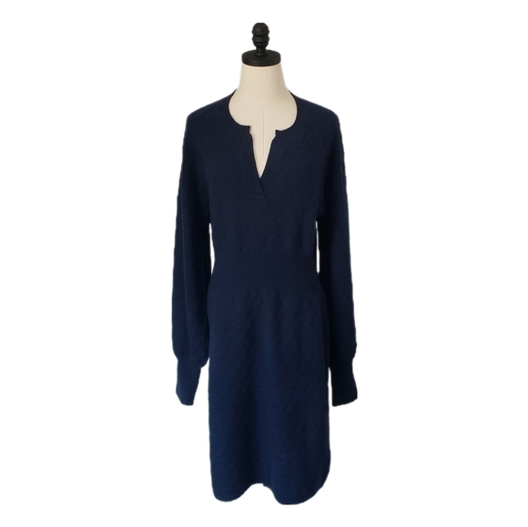 Brooks Brothers Womens Marino Wool  Navy Blue Blouson Dress Size XL - Picture 3 of 6